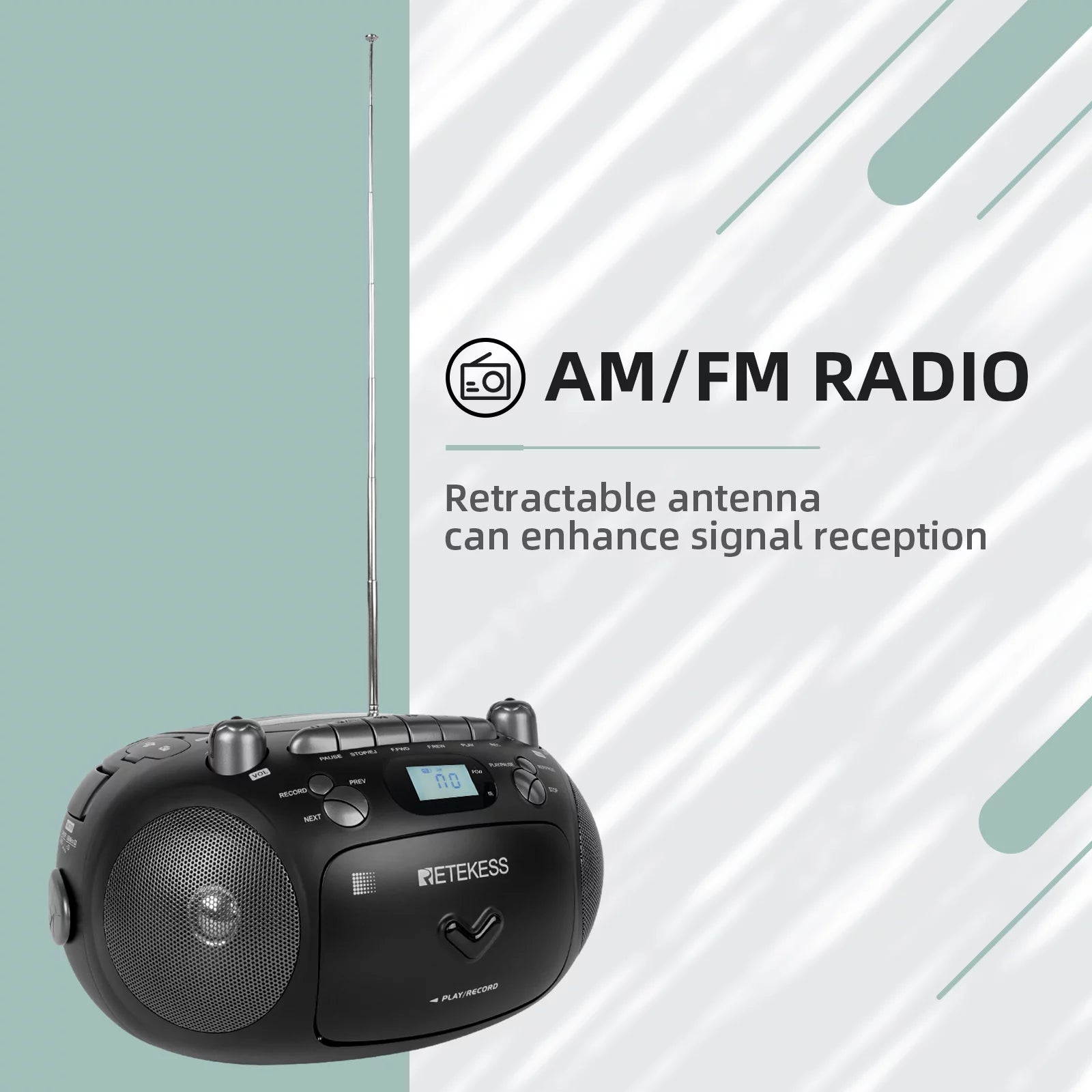 CD and Cassette Player Combo, Portable Boombox with AM FM Radio and MP3 Support L736088