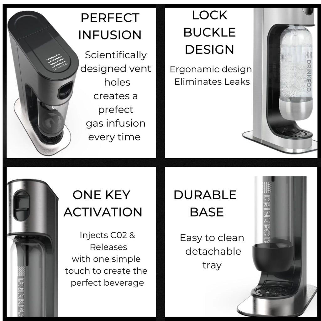 Stainless Steel Sparkling Water Machine with CO2 Cylinder and 3 Bottles U246828