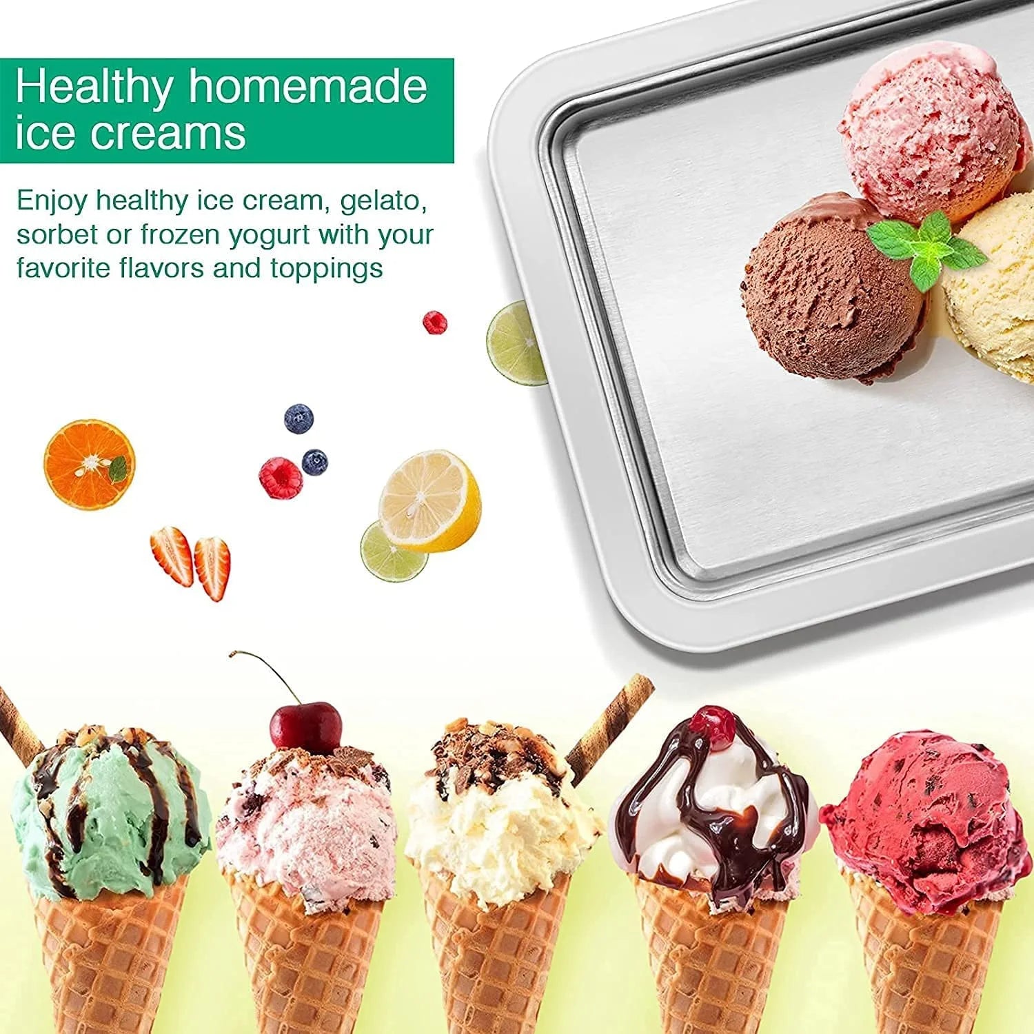Ice Cream Roll Maker with 2 Spatulas for Kids Family W629589