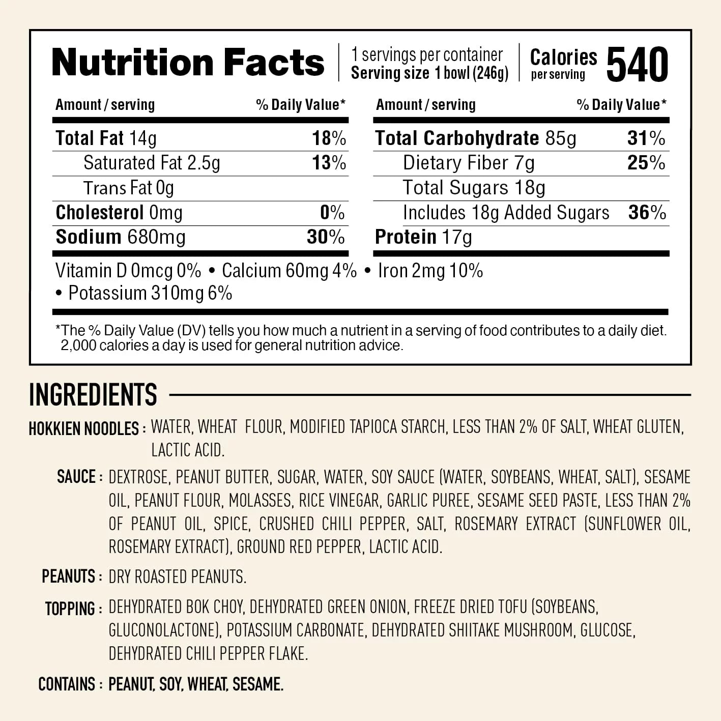 Peanut Sesame Noodle Bowl, Vegan, 8.7 oz (Pack of 6) B283676