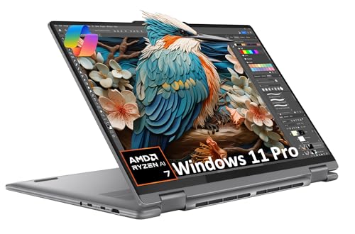 Lenovo Yoga 7 7i 2-in-1 Laptop (16" FHD+ Touchscreen, AMD Ryzen 7 8840HS (Beat i7-1355U), 16GB DDR5 RAM, 1TB SSD) AI PC, Backlit, Fingerprint, FHD IR Webcam, Win 11 Pro w/ Copilot, Arctic Grey