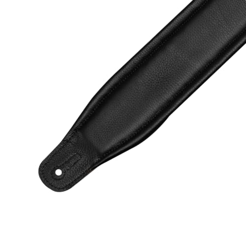 3" Wide Leather Guitar Strap with Foam Padding, Black O895
