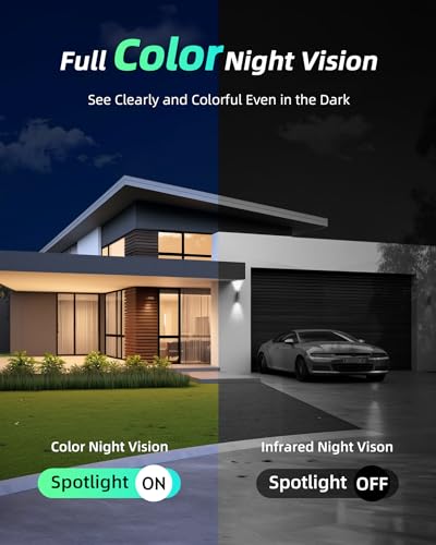 Wireless Outdoor Security Cameras with AI Motion Detection and 2K Color Night Vision A894906