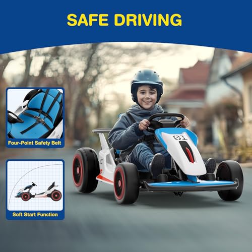 24V Electric Go Kart for Big Kids with 5-Point Safety Belt I93490