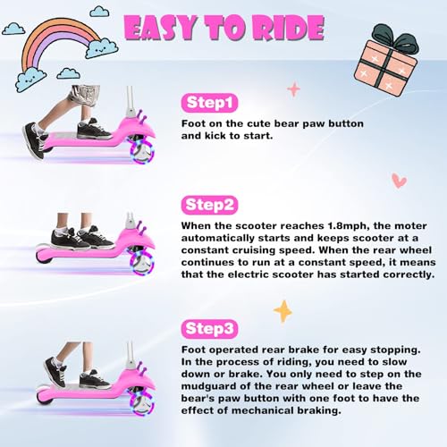 Electric Scooter for Kids Ages 3-8, 3 Wheel, Adjustable Height K687297