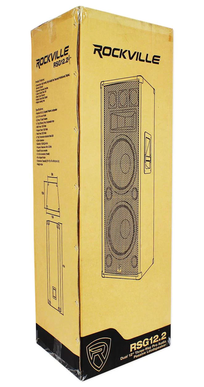 Dual 12" 2000 Watt 3-Way Passive DJ Speaker H1279