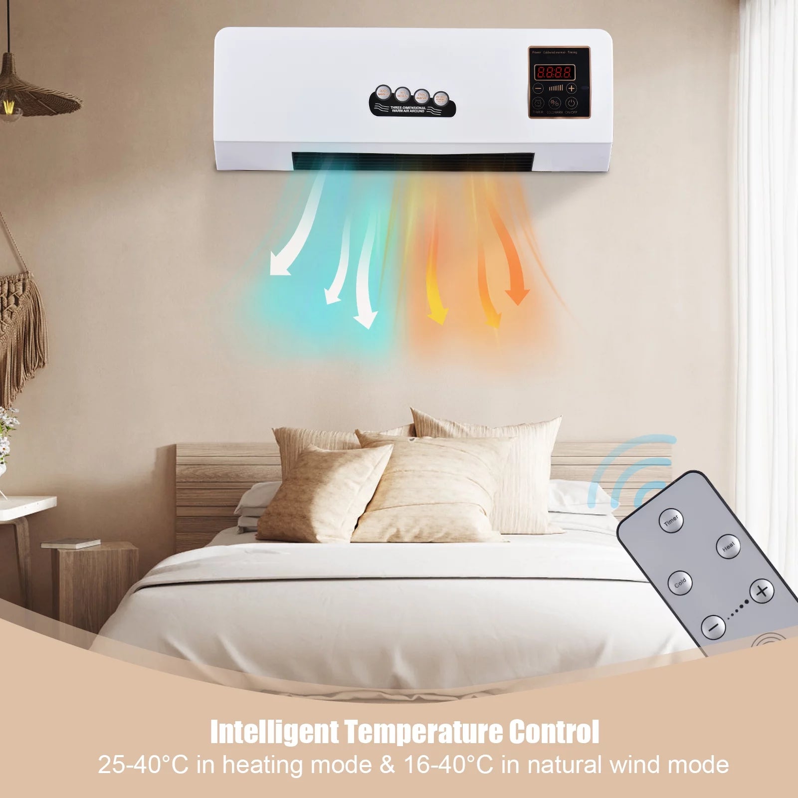 1800W Heater and Air Conditioner Combo, 2-in-1 Cooling and Heating Fan with Remote Control O769068