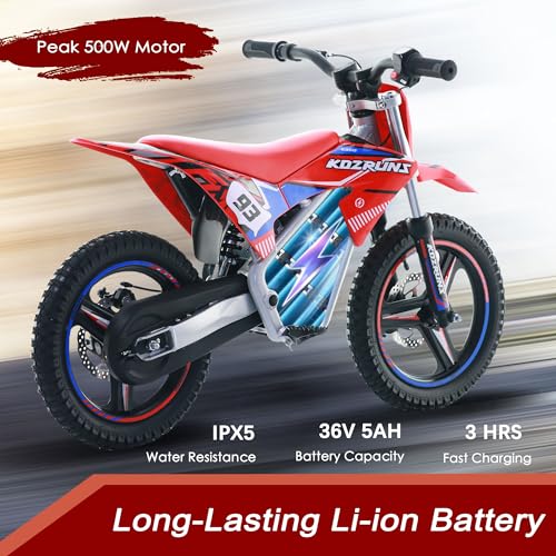 Electric Dirt Bike for Kids Aged 4-8, 350W Brushless Motor, 14'' Off-Road Tires, Blue Y255