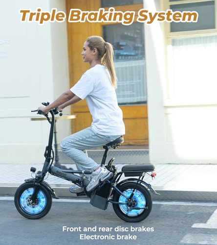 Electric Bike for Adults, 14'' Folding Ebike, 750W Peak, Removable Battery, 22mph, 40 Miles Range A312