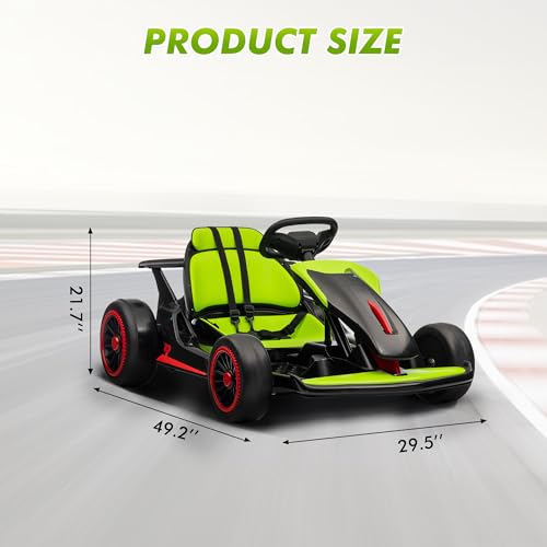 Electric Drift Kart for Kids with Adjustable Seat, LED Lights, 8.1 MPH W755255