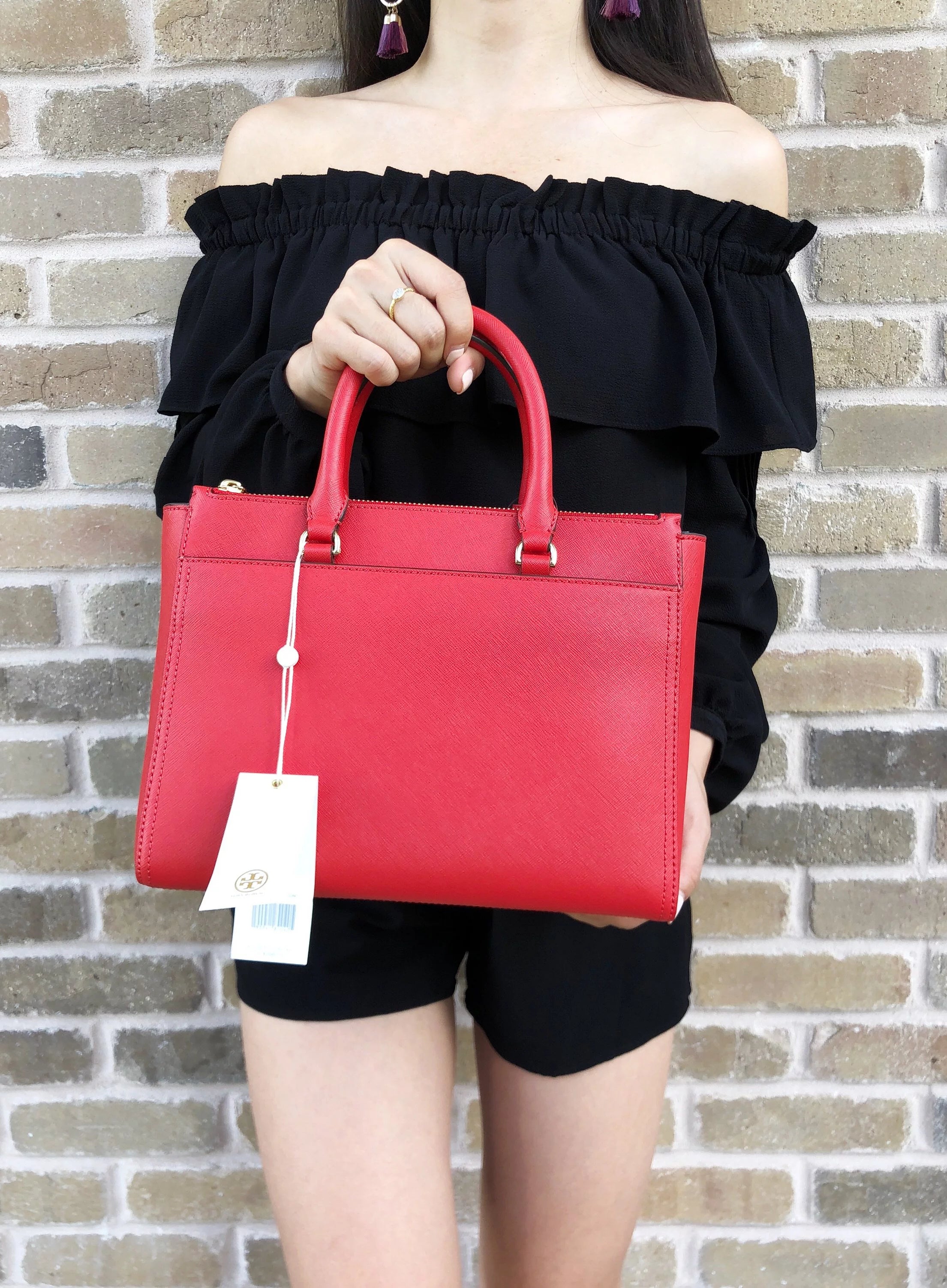 Small Double Zip Tote Satchel Crossbody Bag O3994
