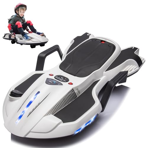 24V Electric Ride On Toy for Kids, Drift Cart with Side Handlebars, LED Lights & Music J79370