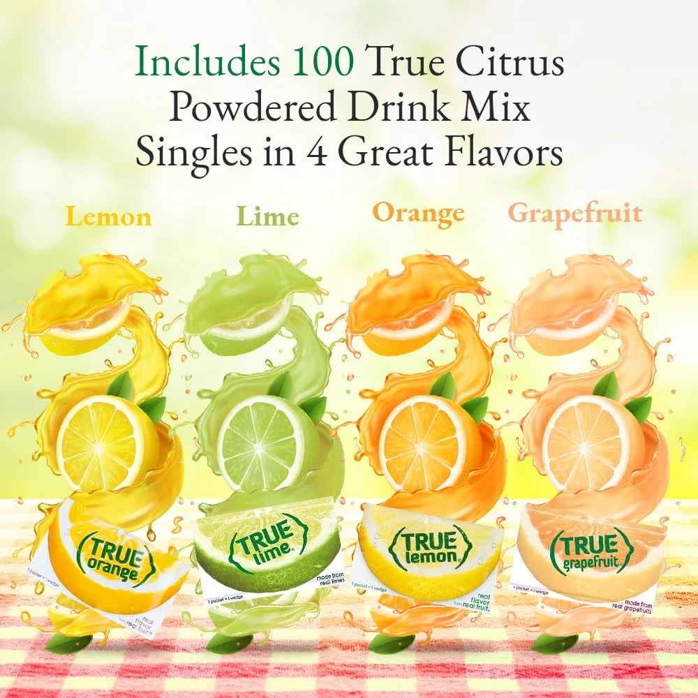 Powdered Drink Mix Variety Pack, Zero Calorie Unsweetened Water Flavoring, 100 Pack R82887