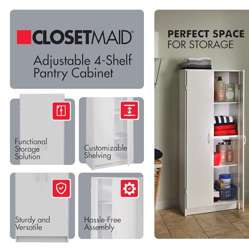 Pantry Cabinet with 2 Doors and Adjustable Shelves, White F51204