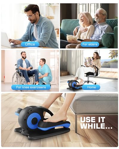 Under Desk Elliptical, Electric Leg Exerciser for Seniors, Portable Seated Foot Pedal with Remote X102
