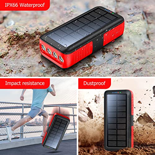 Solar Charger Power Bank 63200mAh Portable Dual Outputs Flashlight K2447