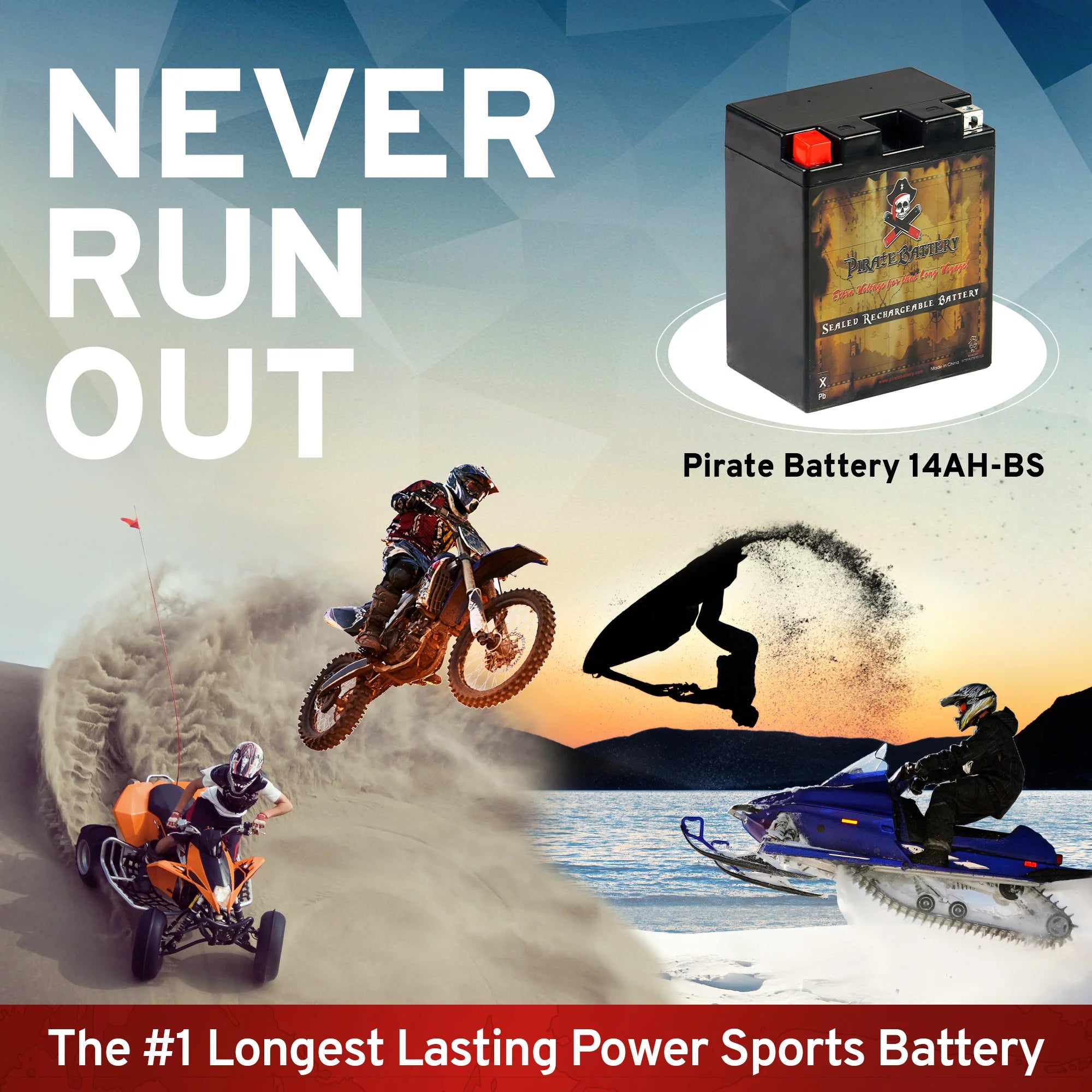 YTX14AH-BS 12V ATV Battery, 210 CCA Q224
