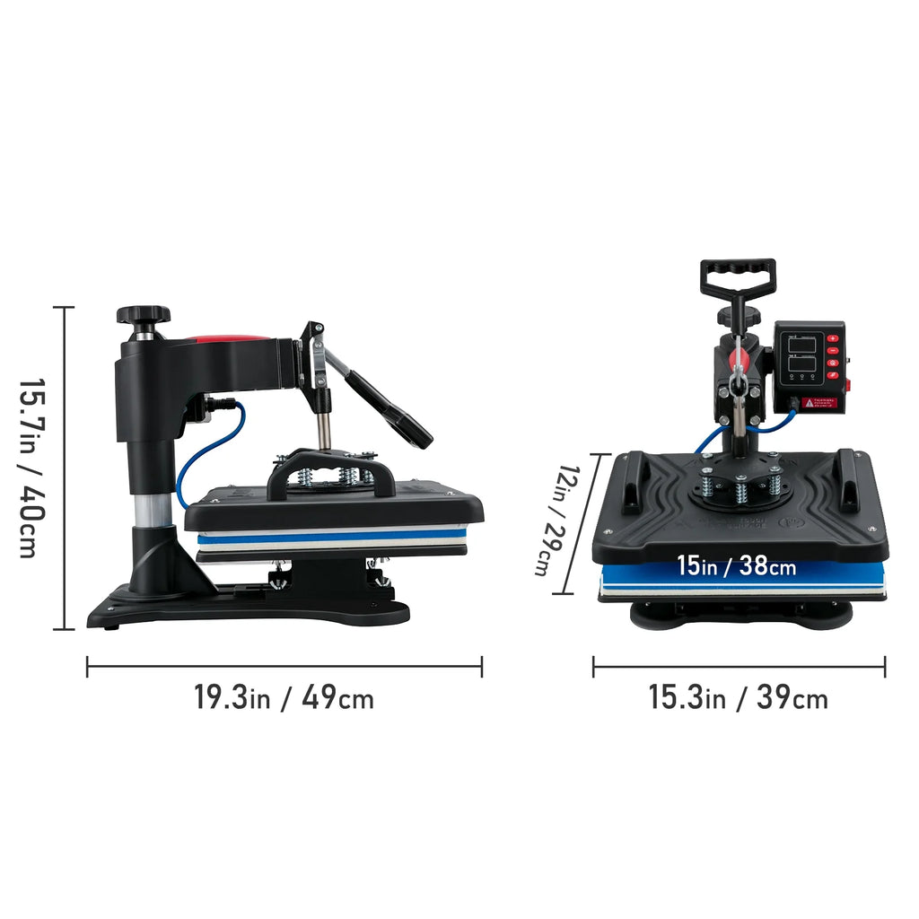 Heat Press Machine, 12x15 inch, 5-in-1 Clamshell Sublimation Transfer Printer E7998