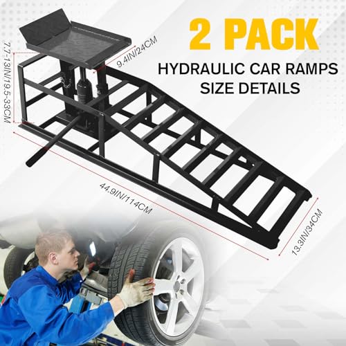 Hydraulic Car and Truck Service Ramps, 5 Ton Capacity, Adjustable Height M5181