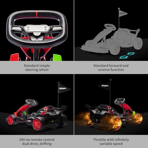 Electric Drift Kart for Kids, Ride-On Car with Adjustable Seat A721