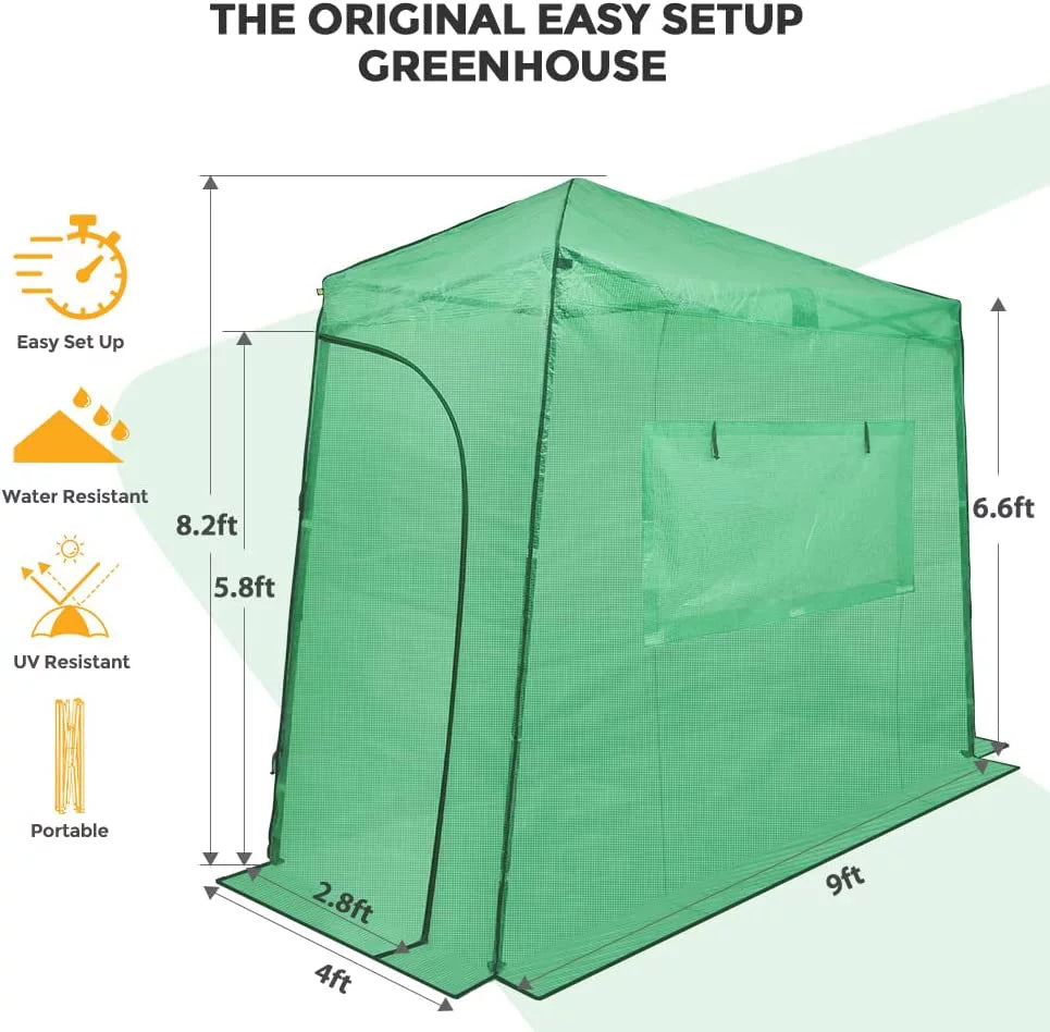 10'x5' Portable Walk-in Greenhouse with Roll-Up Doors and Windows U908693