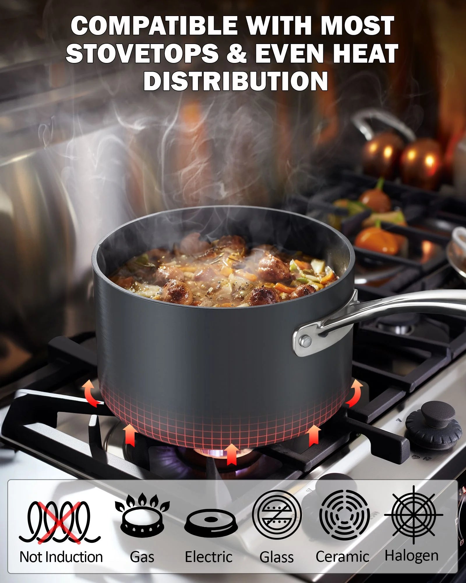 Nonstick Hard Anodized Cookware Set, 8-Piece Pots and Pans A591