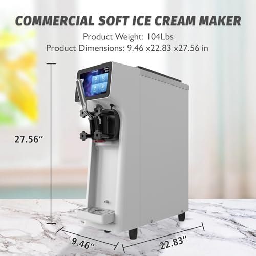 Soft Serve Ice Cream Machine 1000W Single Flavor with Pre-cooling and Auto Clean E40282