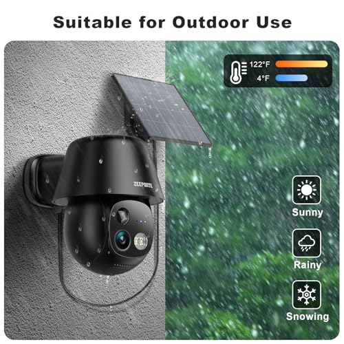 Solar Security Cameras Wireless Outdoor, 2K Pan/Tilt 360° View, AI Motion Detection, Color Night Vision C8536