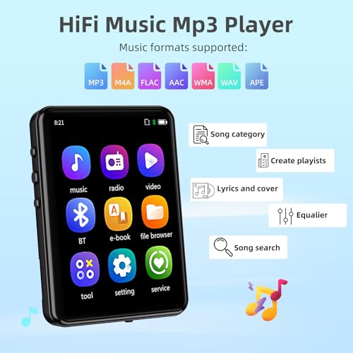 Portable MP3 Player with Bluetooth, Touch Screen, FM Radio, 32GB R777420