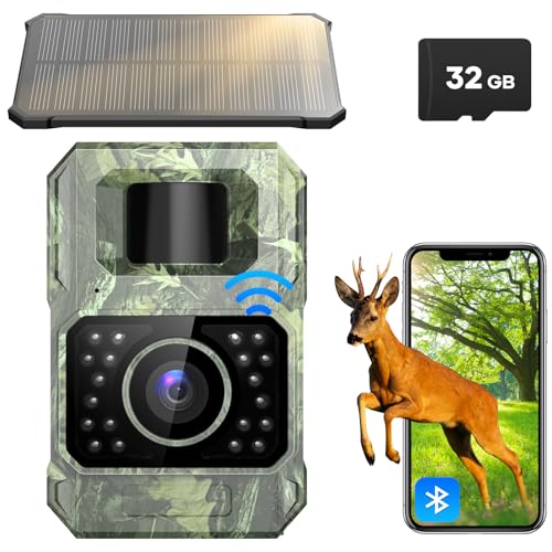 Solar Trail Camera 48MP 30FPS WiFi Bluetooth Game Camera with Night Vision E584