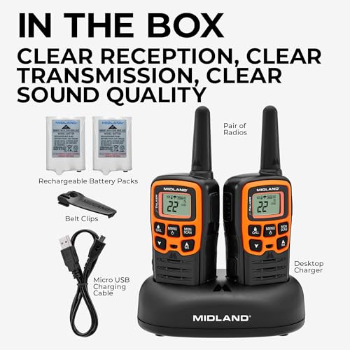 Spotting and Recovery Walkie-Talkie Long Range FRS Two Way Radio for Kids Caravanning with NOAA Weather Alert, 2 Pack U6300