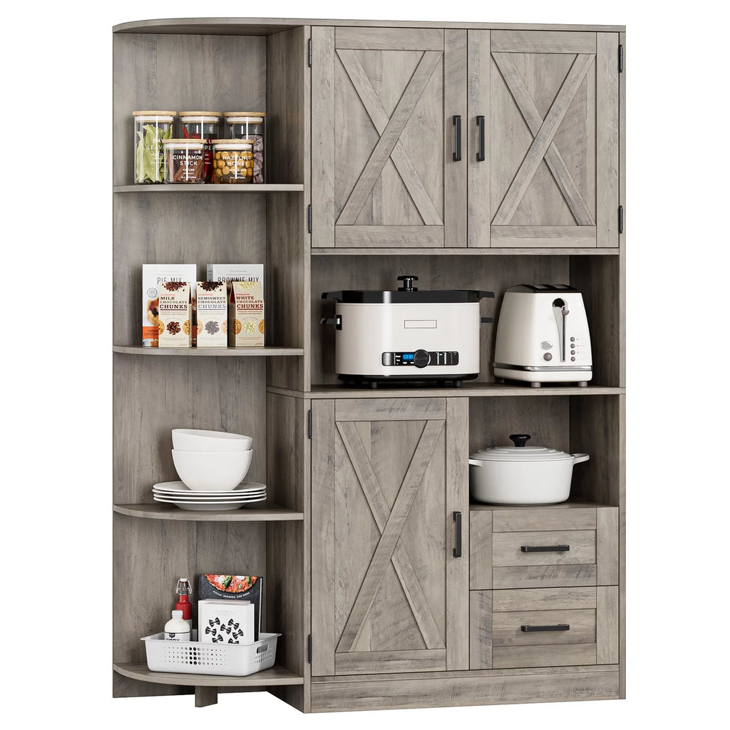 Large Kitchen Pantry with Adjustable Shelves, Wash Gray Z259