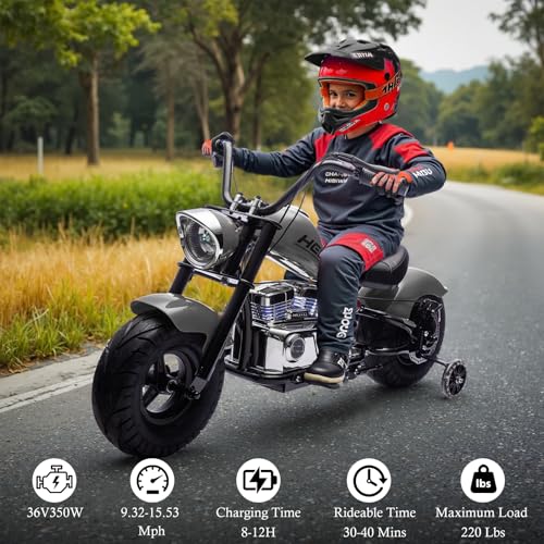 Electric Dirt Bike for Kids 14+, 360W Motor, 15.5 MPH, Gray Q330721