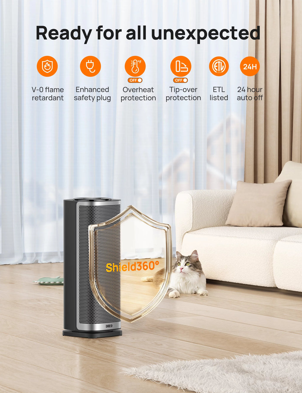 1500W Ceramic Space Heater for Indoor Use, Oscillating, with Thermostat and Remote Y6540