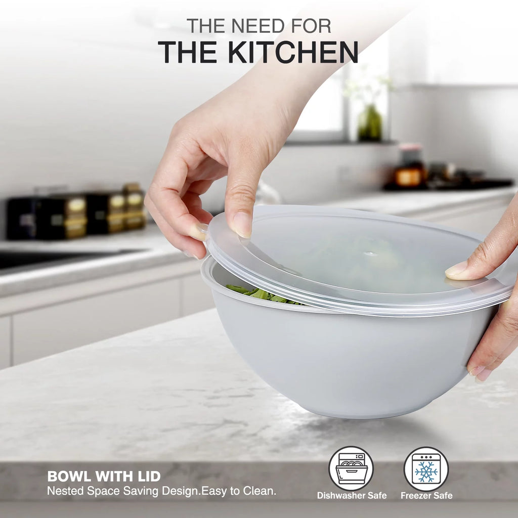 Mixing Bowls with Lids - 12 Piece Plastic Nesting Bowls Set U846