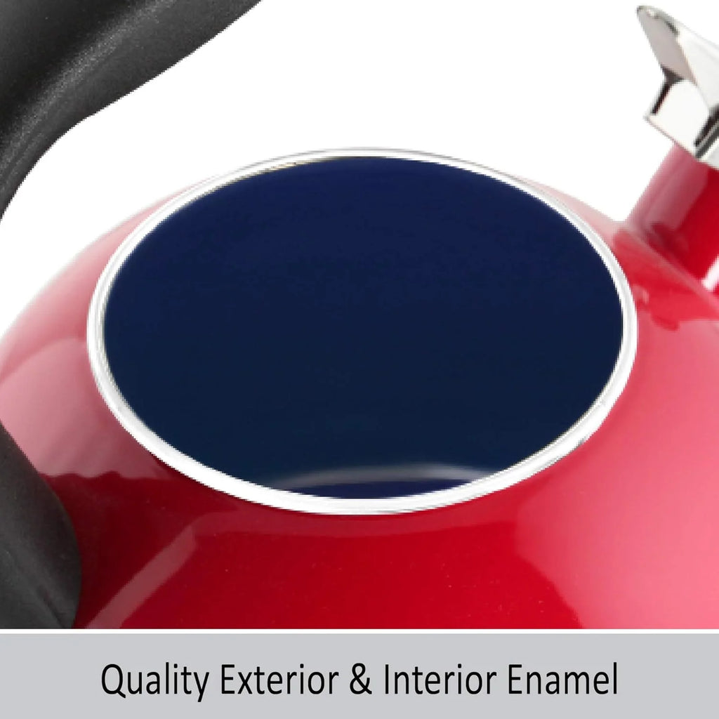 Enamel Steel Whistling Tea Kettle, 2 Quart Q27951