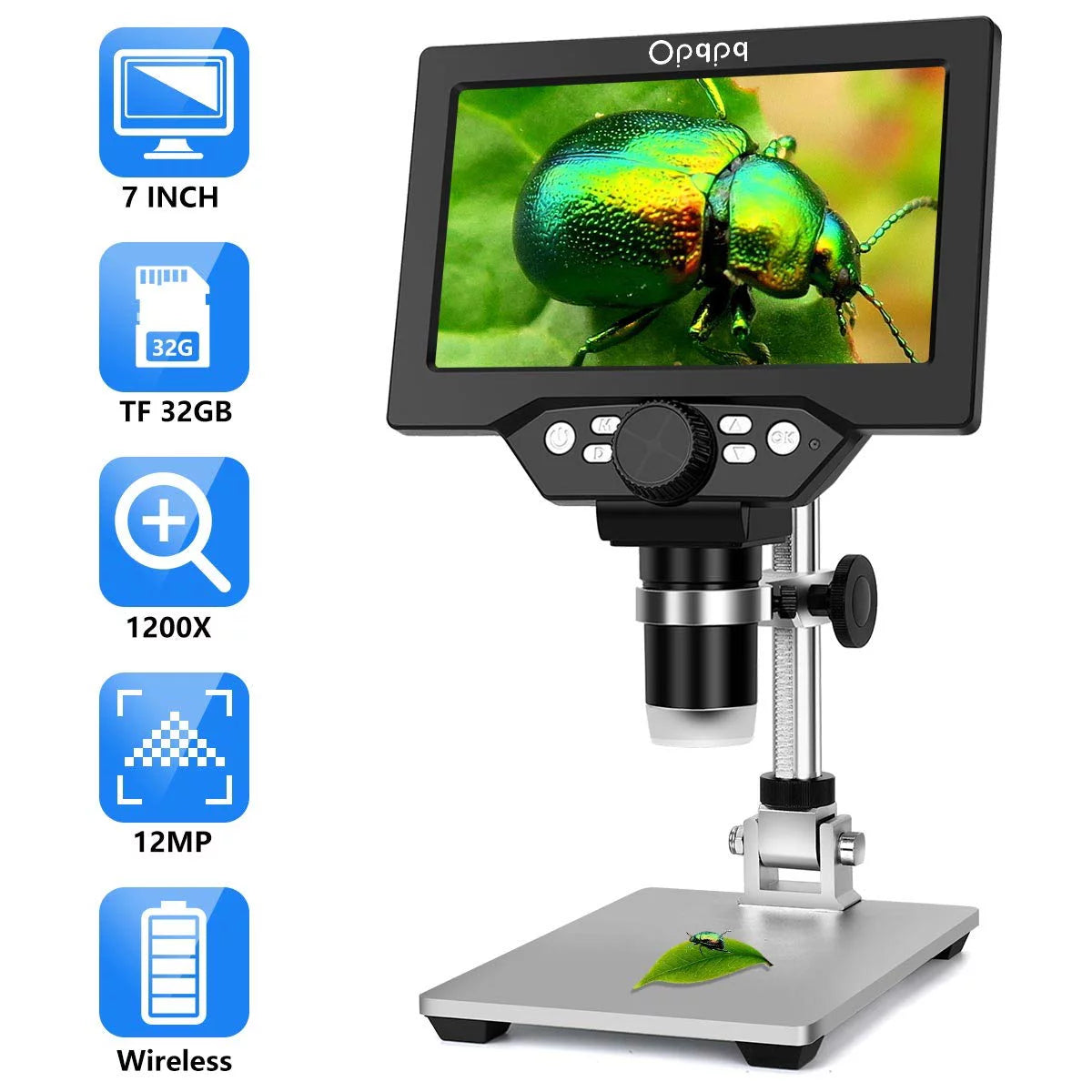 7" LCD Digital Microscope, 1200X Coin Microscope with 32GB Card, Soldering Microscope with 12MP Camera, LED Fill Lights, PC View M589689