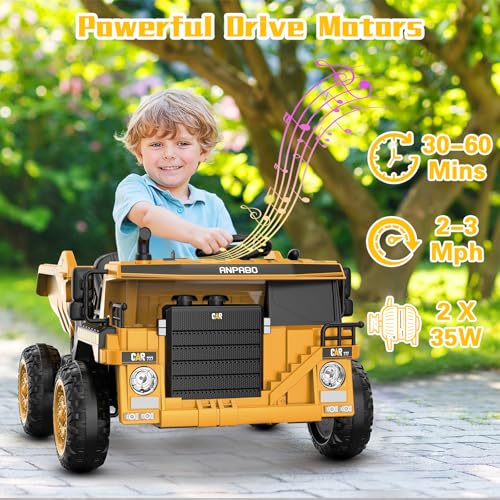 Ride on Dump Truck with Remote Control, Electric Dump Bed and Music Player R901810