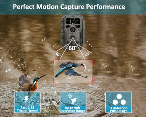 Trail Camera, 64MP 1296p, Night Vision, Motion Activated, Waterproof U4495