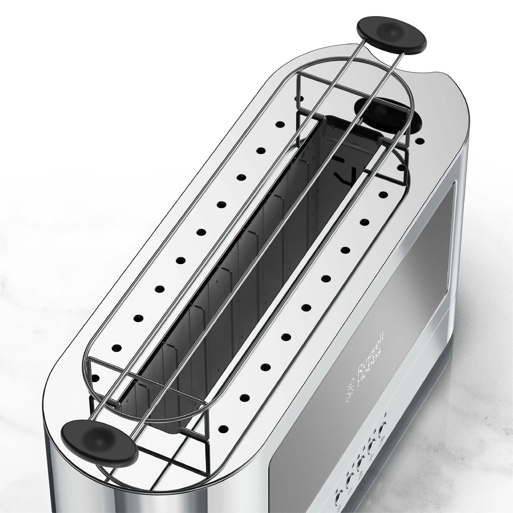 2-Slice Glass Accent Long Toaster, Black & Silver B6610