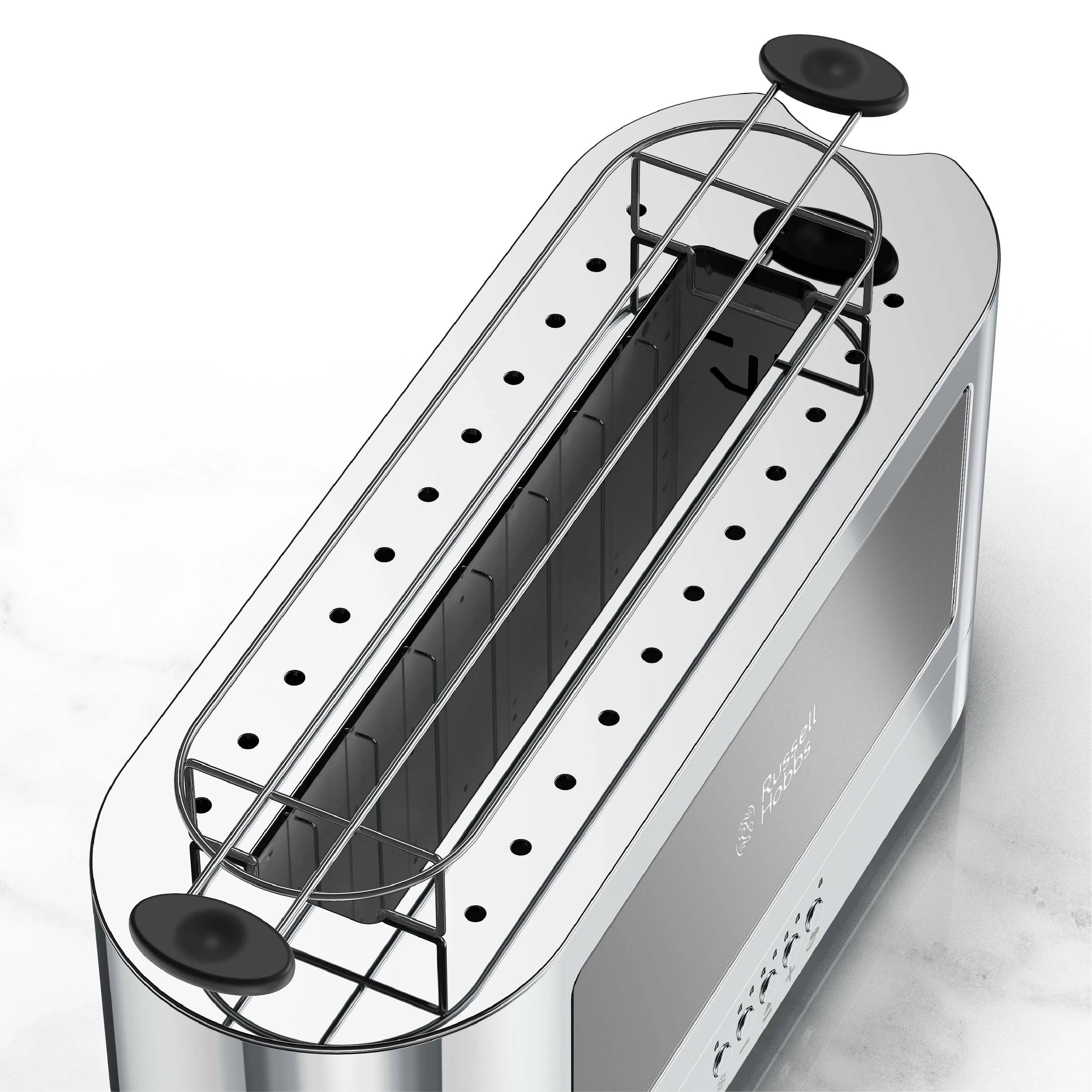 2-Slice Glass Accent Long Toaster, Black & Silver B6610