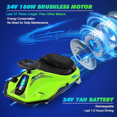 24V Electric Drifting Go Kart for Kids with Rotating Wheels, Pink D311017