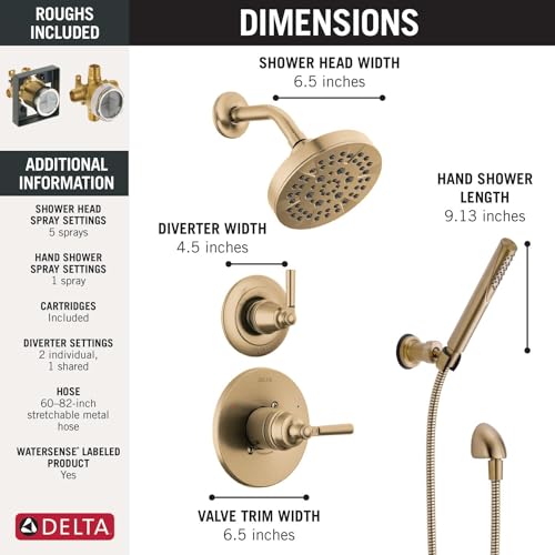 3-Setting Gold Shower System with Handheld Spray and Valve Kit W14555