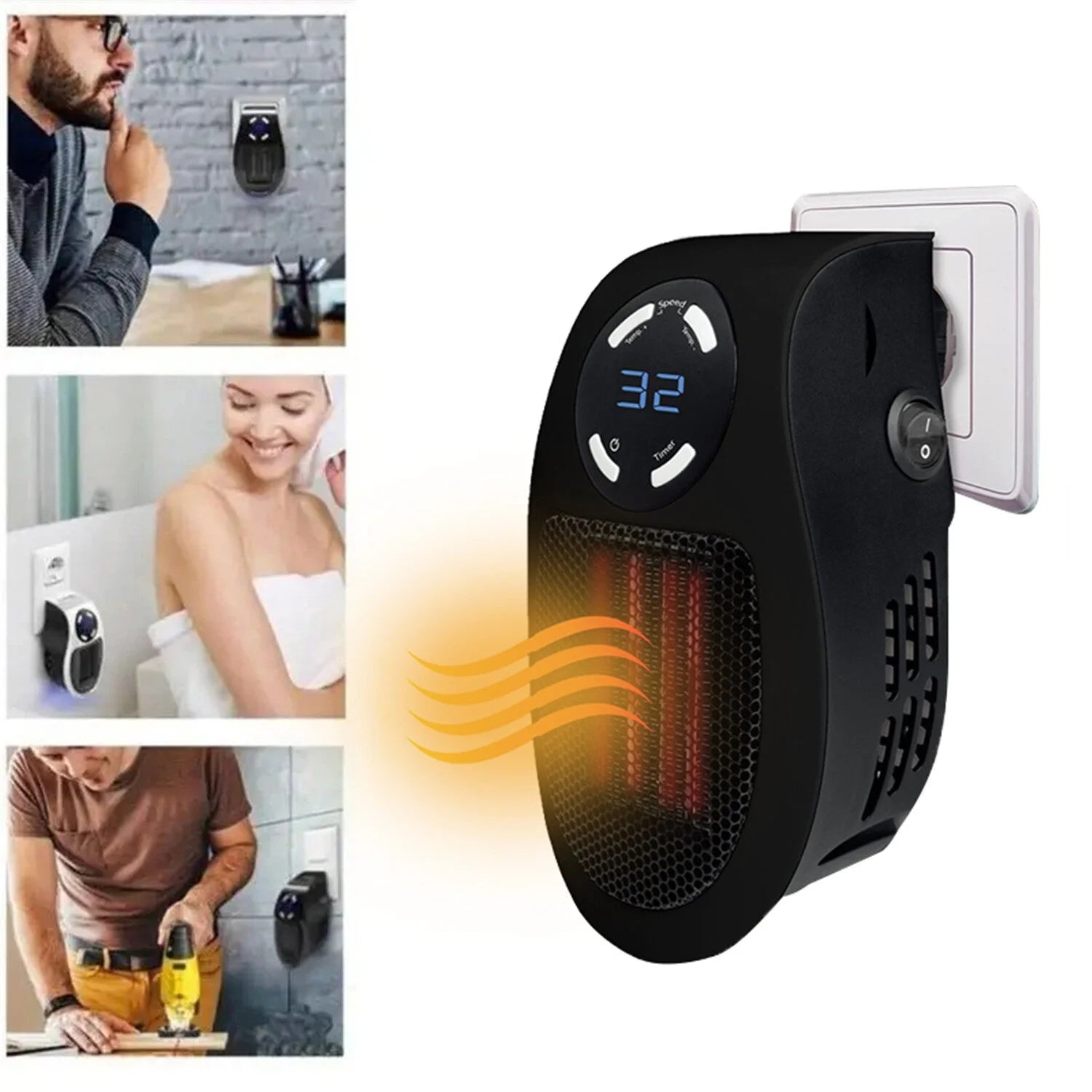 Leyfeng 500W heaters for indoor use, portable heater, wall mounted heater with adjustable thermostat timer, small space heater, small portable space heater