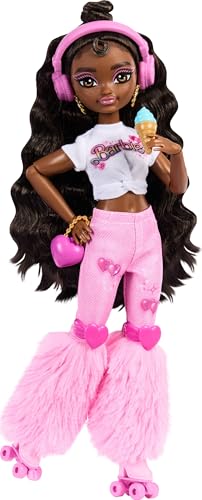 Renee Posable Roller Skating Fashion Doll with Black Hair and Accessories E10644
