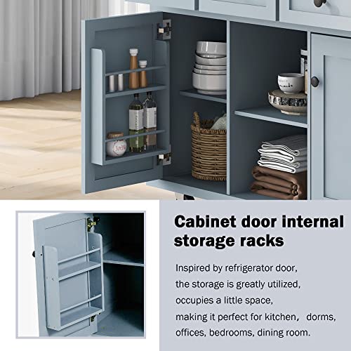 Large Kitchen Island with Drop Leaf, Rolling Cart, Power Outlet and Storage A3211