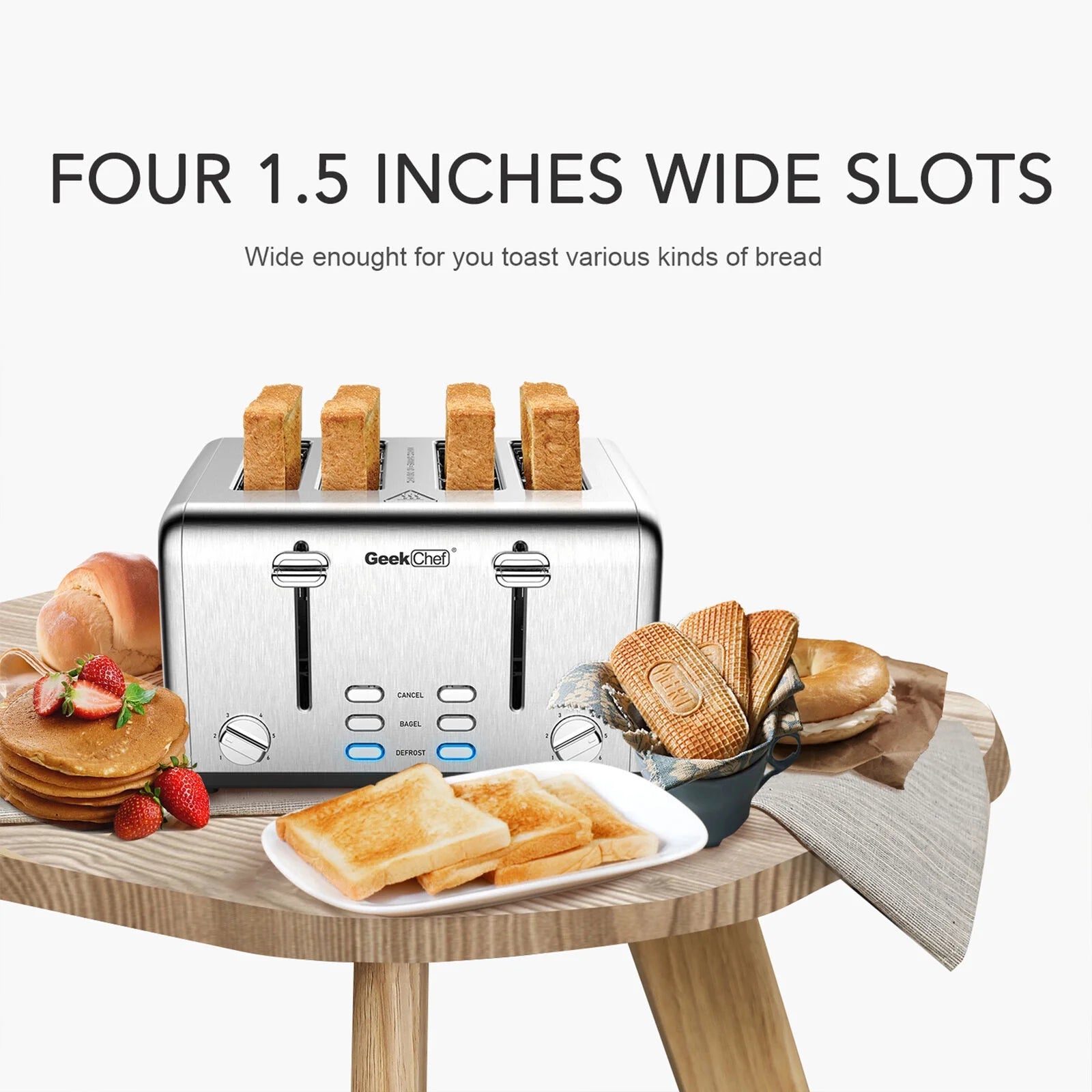 Stainless Steel 4-Slice Toaster with Extra-Wide Slots R83218
