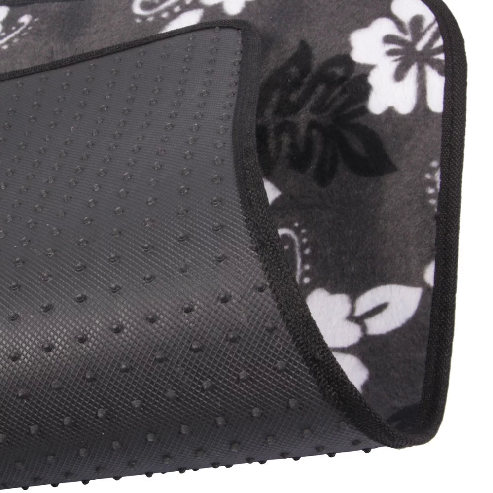 Hawaiian Hibiscus Carpet Floor Mats for Car Truck SUV - 4 Piece Set, Black & White I973141