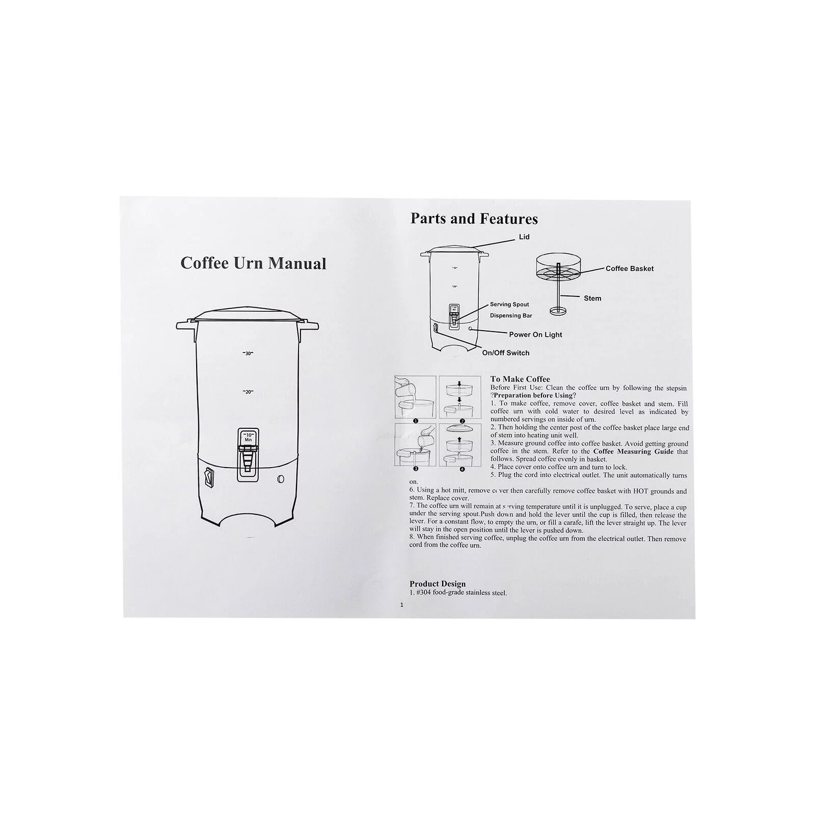 Stainless Steel Electric Coffee Urn 5.2L V987390