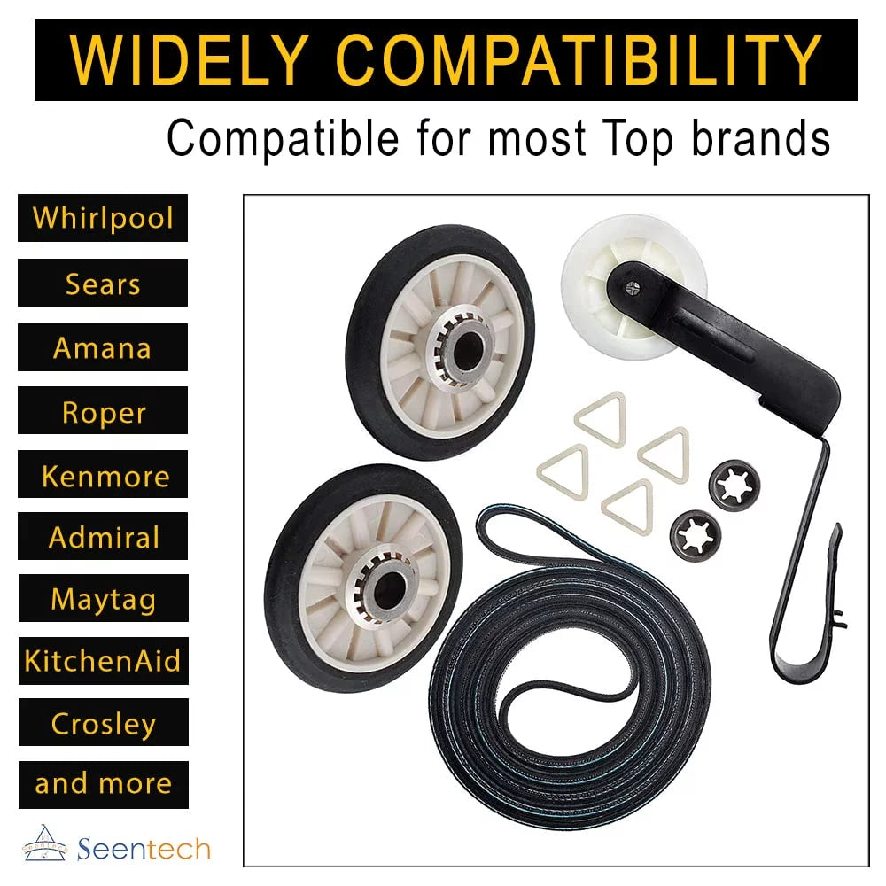 Dryer Repair Kit with Drum Roller, Idler Pulley and Belt I42149